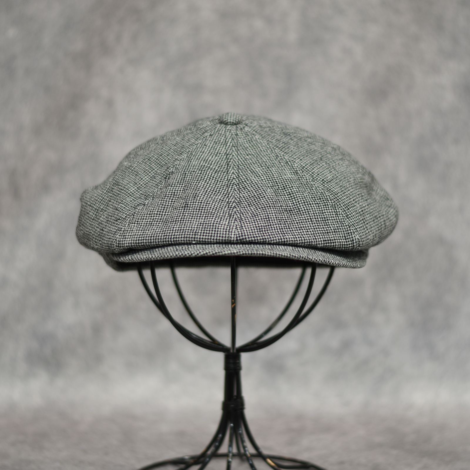 Linen Houndstooth Casquette "OLDBOY" (IVORY) / 千鳥格子 キャスケット