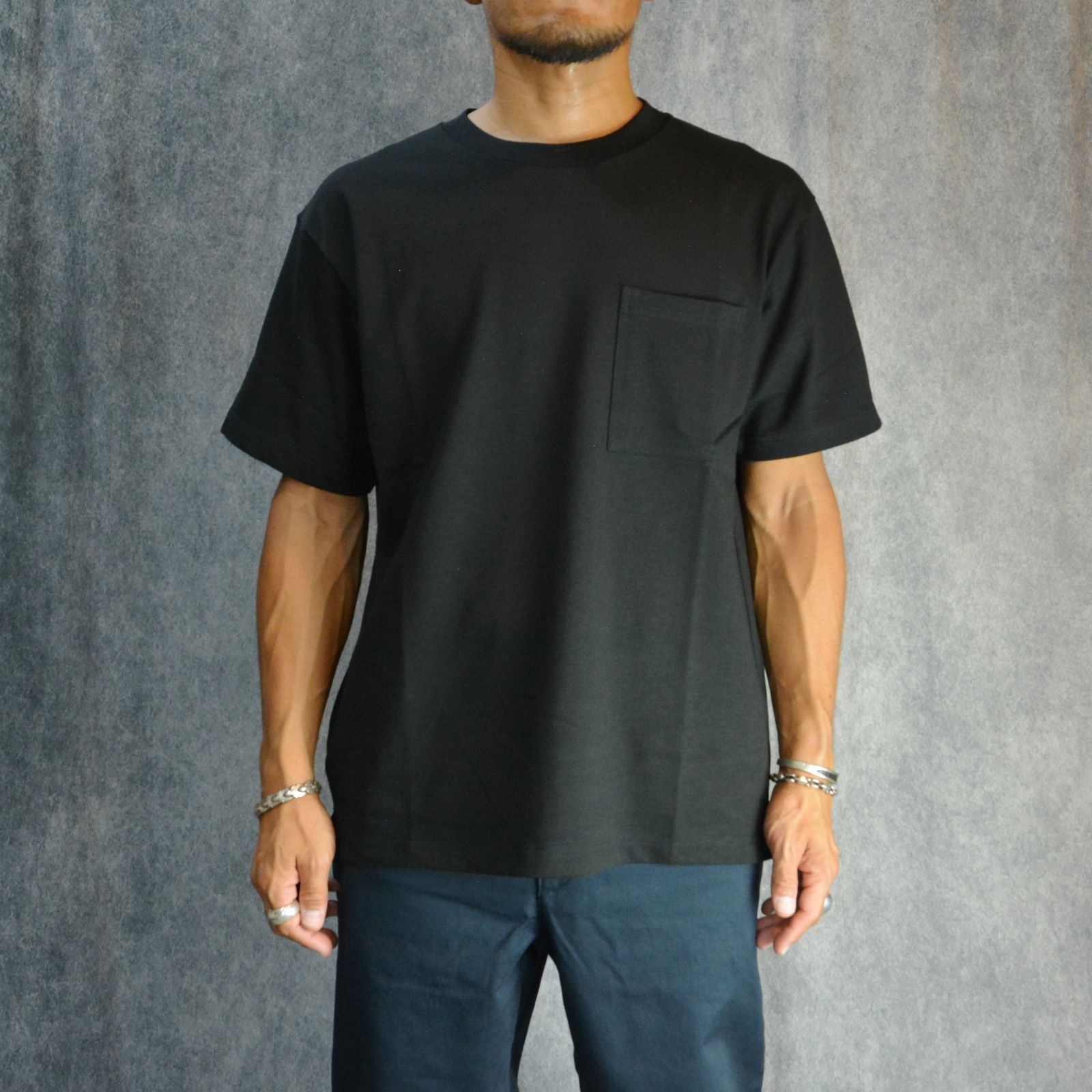 Standard Crewneck T-SH （BLK） / ポケット Tシャツ （ブラック） STC-401