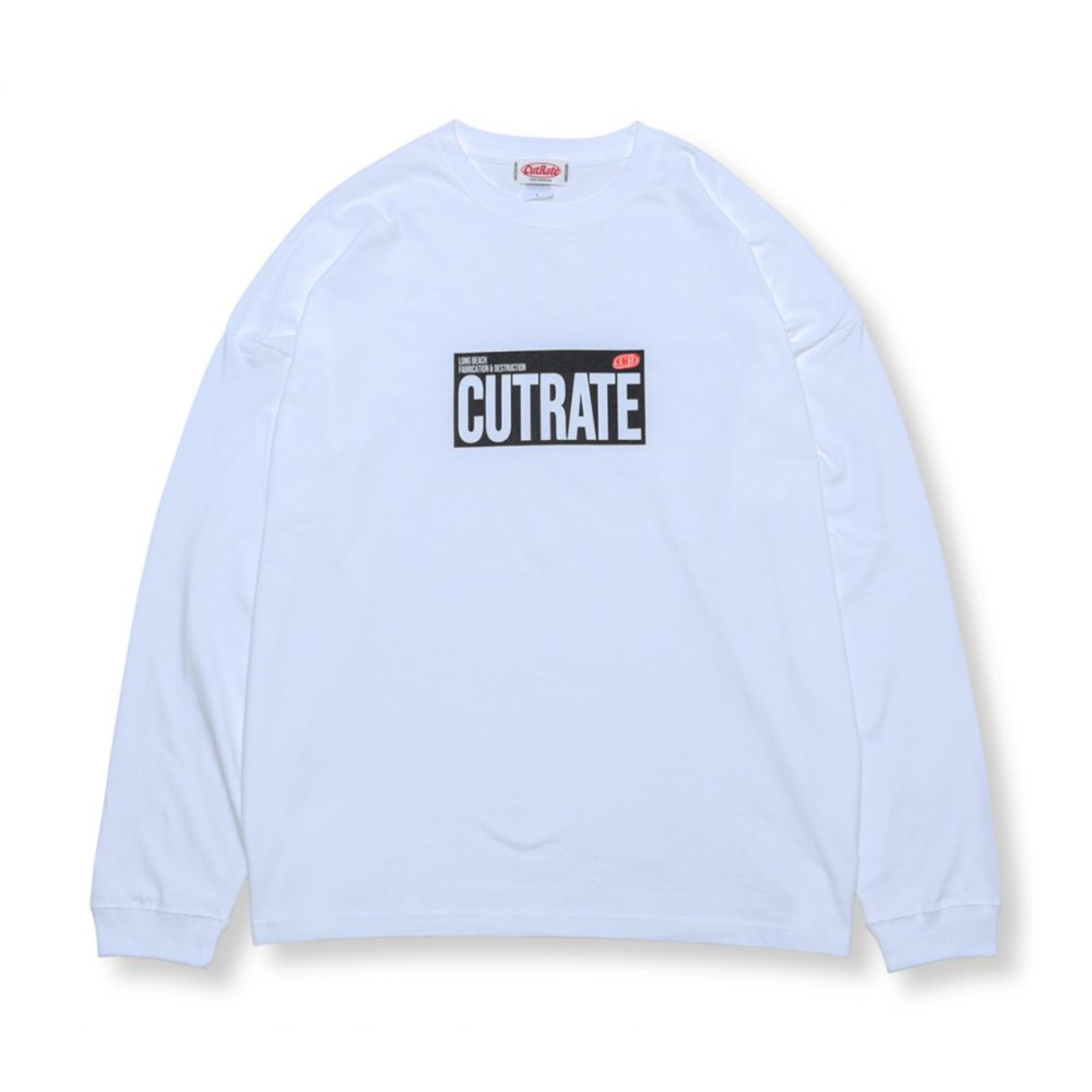 CUTRATE BOX LOGO L/S TEE (WHITE) / ボックスロゴ プリント ロングスリーブ Tシャツ
