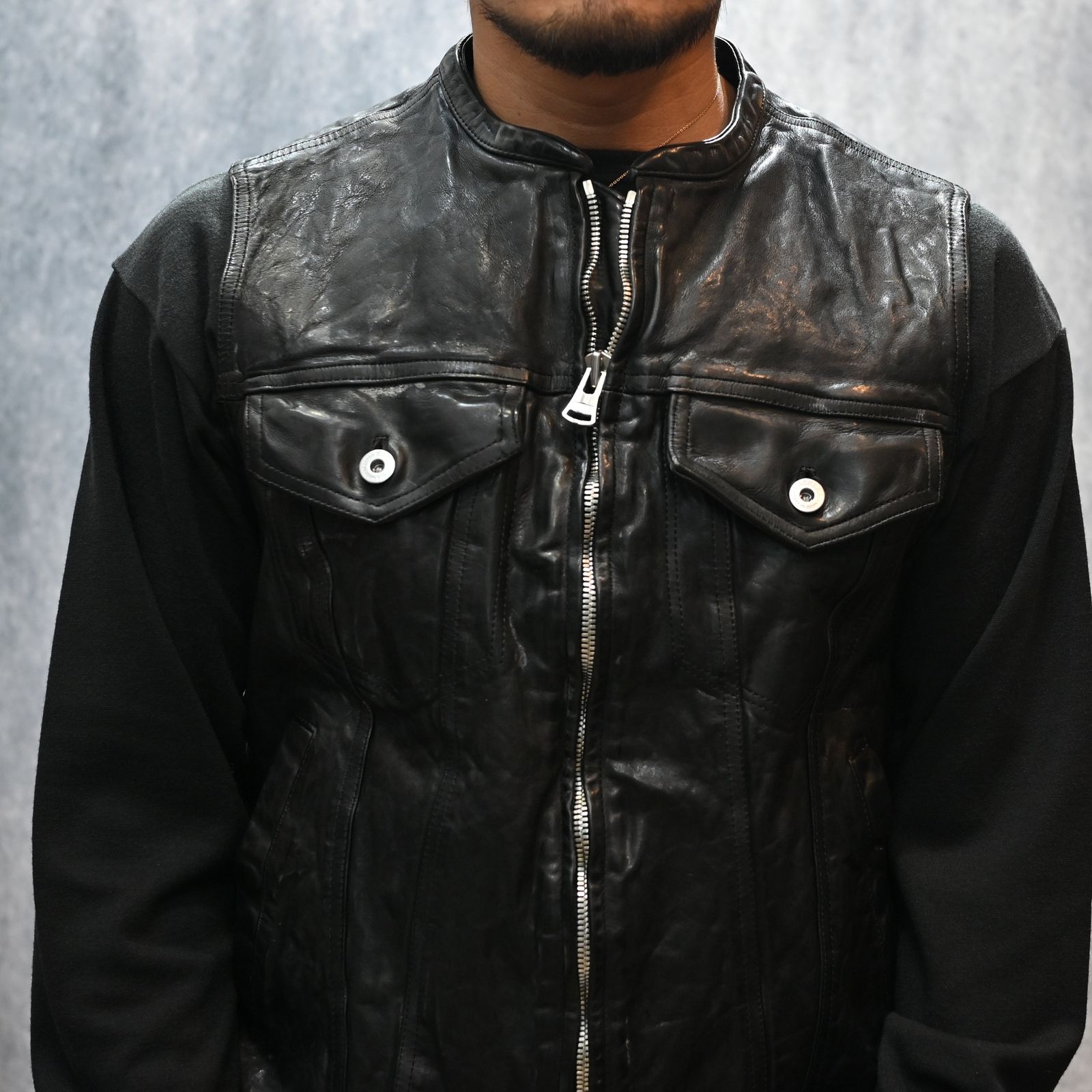 フレンチショルダー 製品染め クラブベスト （BLACK）｜1842-13