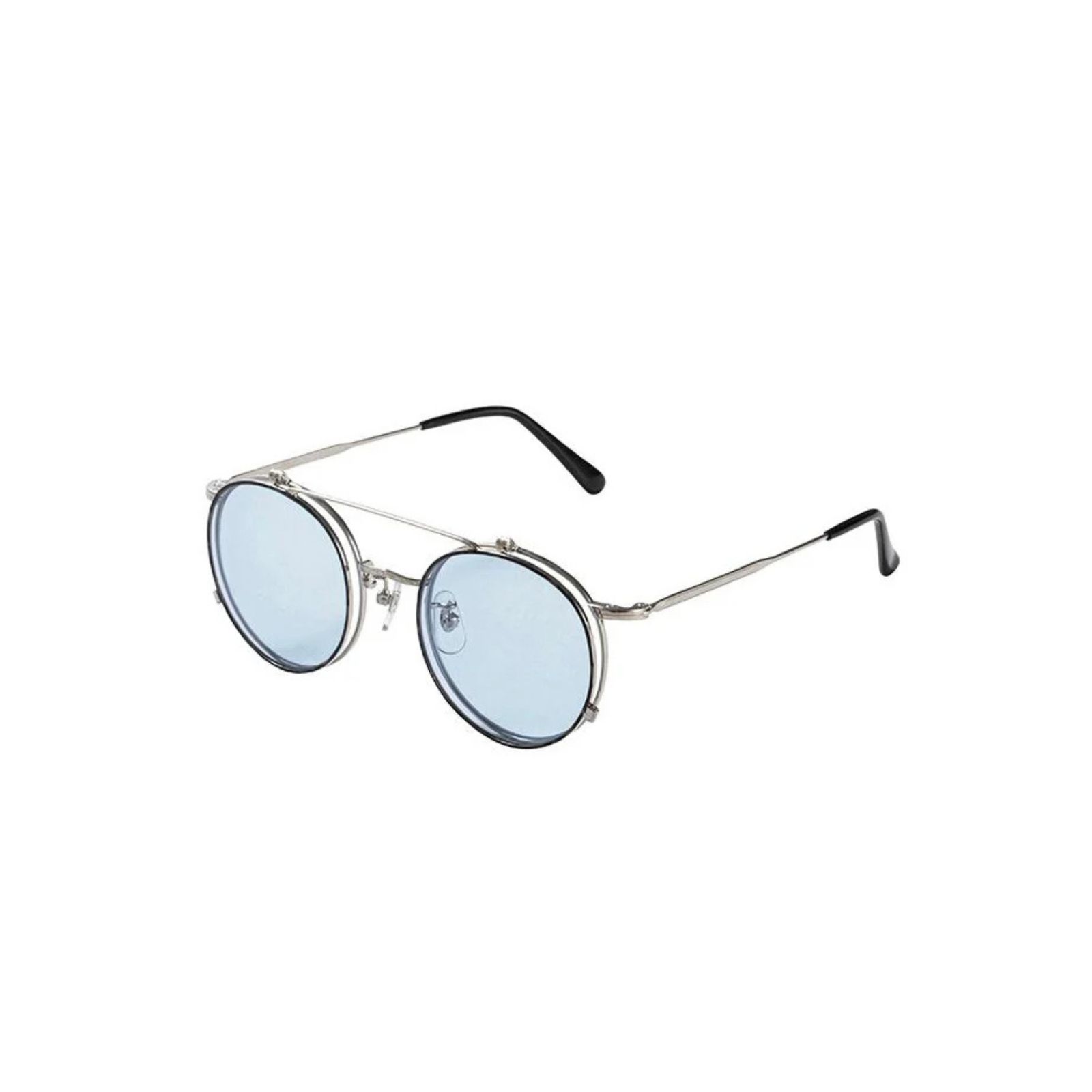 FLIP UP TYPE CIRCLE METAL GLASSES ＜EXCLUSIVE＞ (SILVER / BLUE)｜フリップアップタイプ サークルメタル サングラス｜CL-26SS001G EX