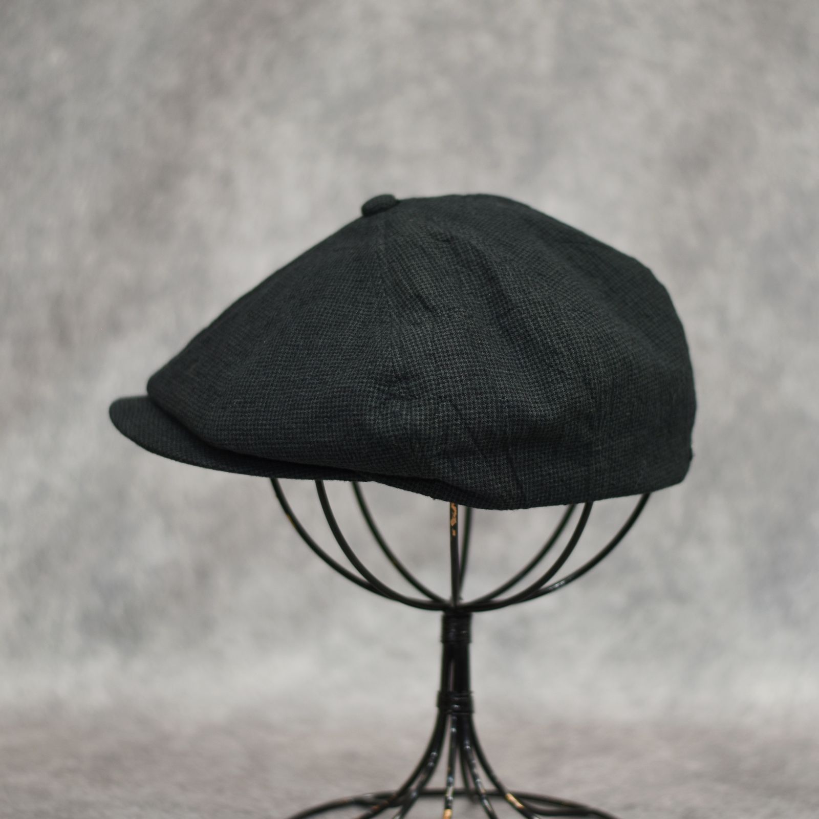 Linen Houndstooth Casquette "OLDBOY" (GREEN) / 千鳥格子 キャスケット