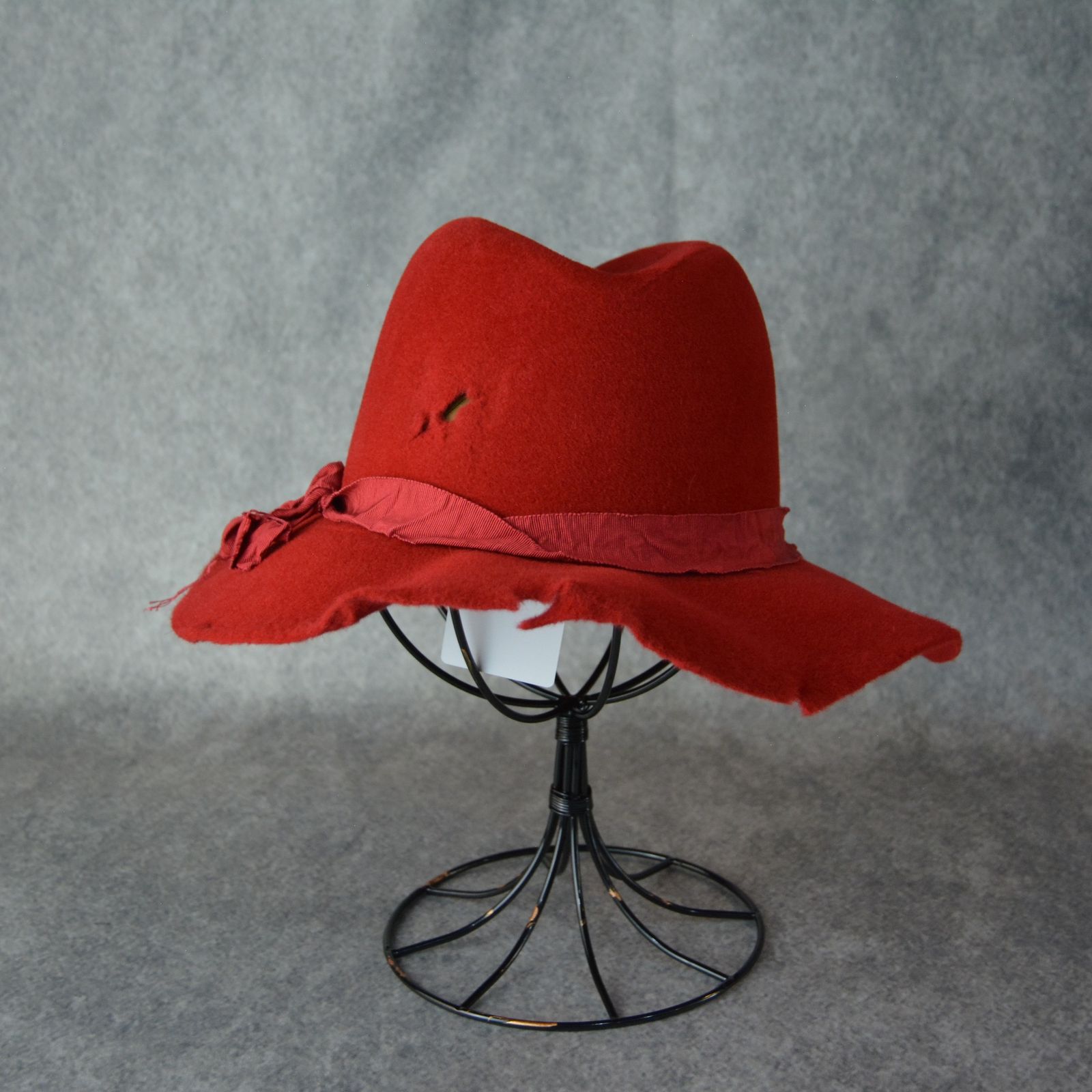 DAMAGE PROCESSED FUR HAT (RED) / ラビットファー帽体のソフトハット （レッド）