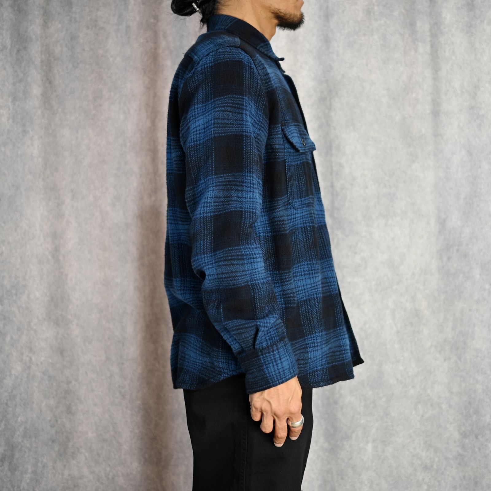 Distortion Ombre Check Flannel Over SH （BPT） /  オンブレーチェック シャツ （ブルー） 2410-5001