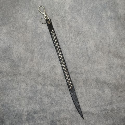 STUDS LEATHER LONG KEY RING (BLACK)｜スタッズ レザー ロング キーリング キーホルダー｜CL-26AWLE007EX