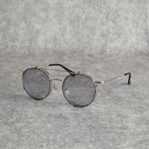 FLIP UP TYPE CIRCLE METAL GLASSES (SILVER/GRAY) / フリップアップタイプ サークルメタル サングラス