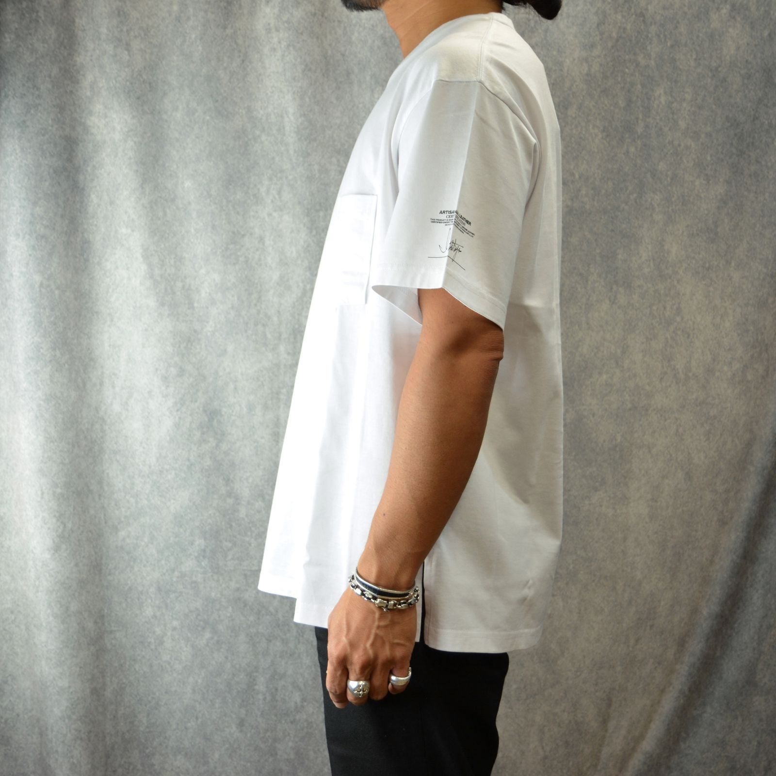 ハイゲージ天竺 ドロップショルダー Tシャツ (WHITE)