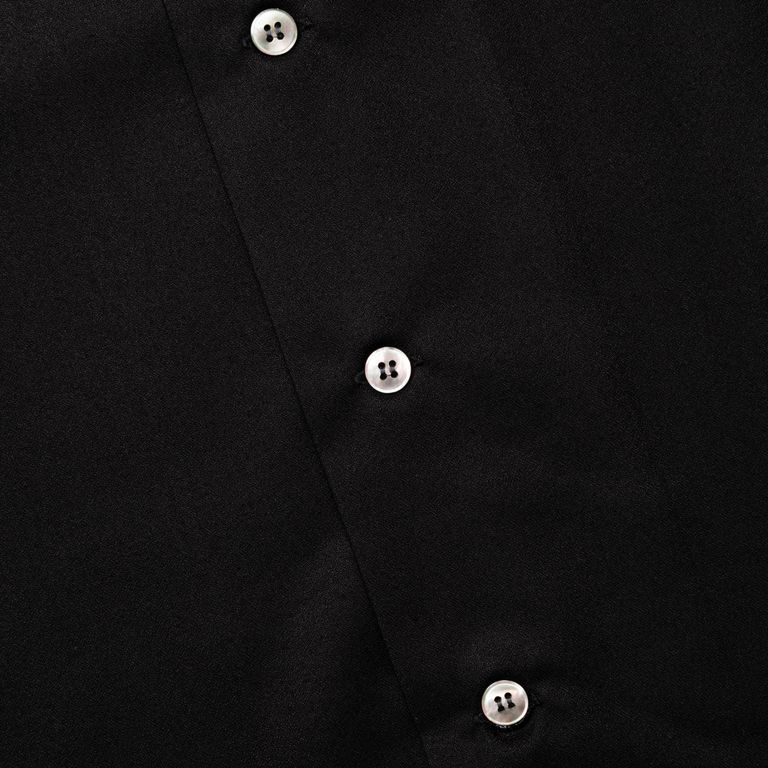 CALEE - EMBROIDERY OPEN COLLAR L/S SH (BLACK) / オープン