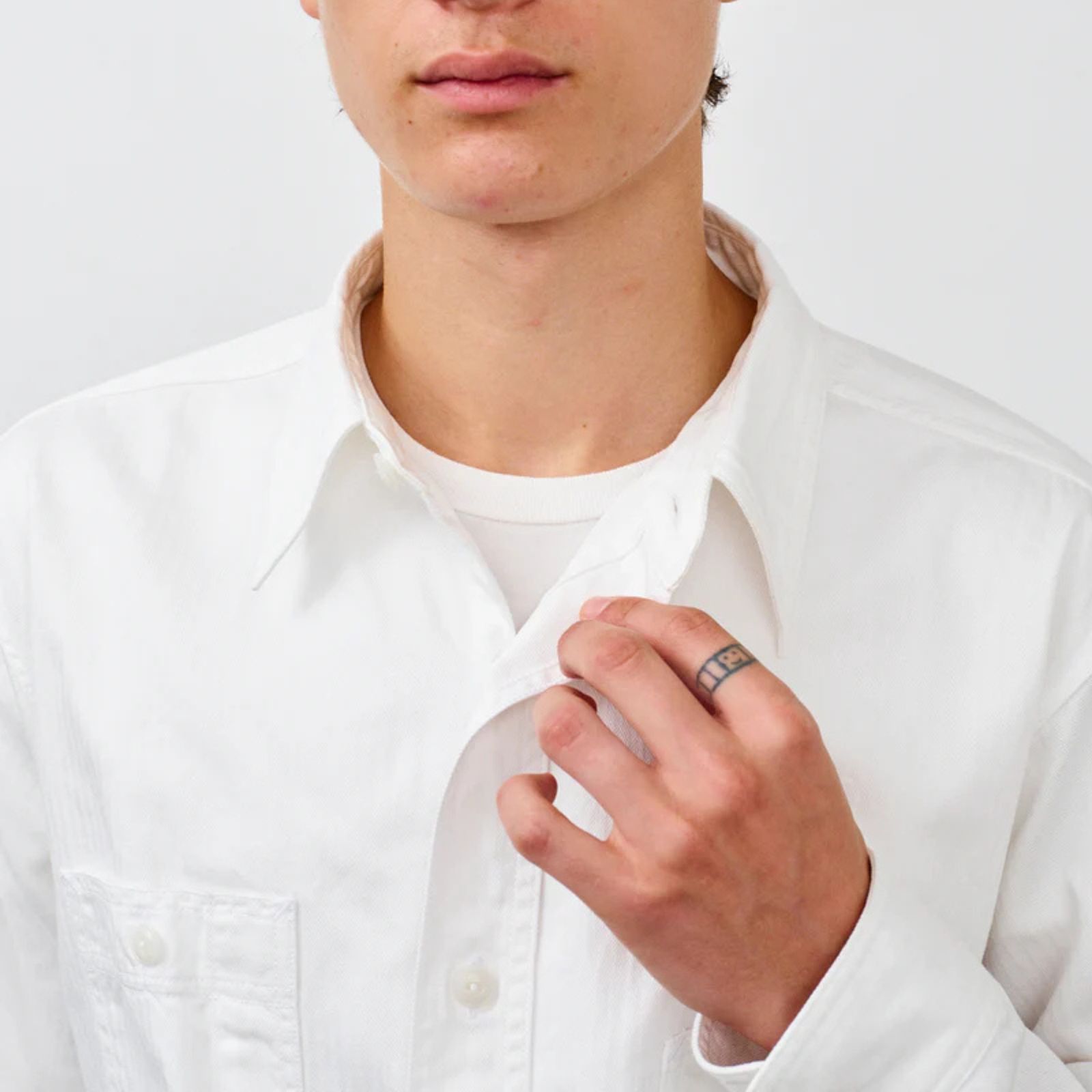 Y1943 L/W HBT SHIRT （WHITE） ヘリンボーンシャツ （ホワイト）