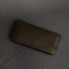 イタリアンダブルショルダー ラウンド財布 (KHAKI)