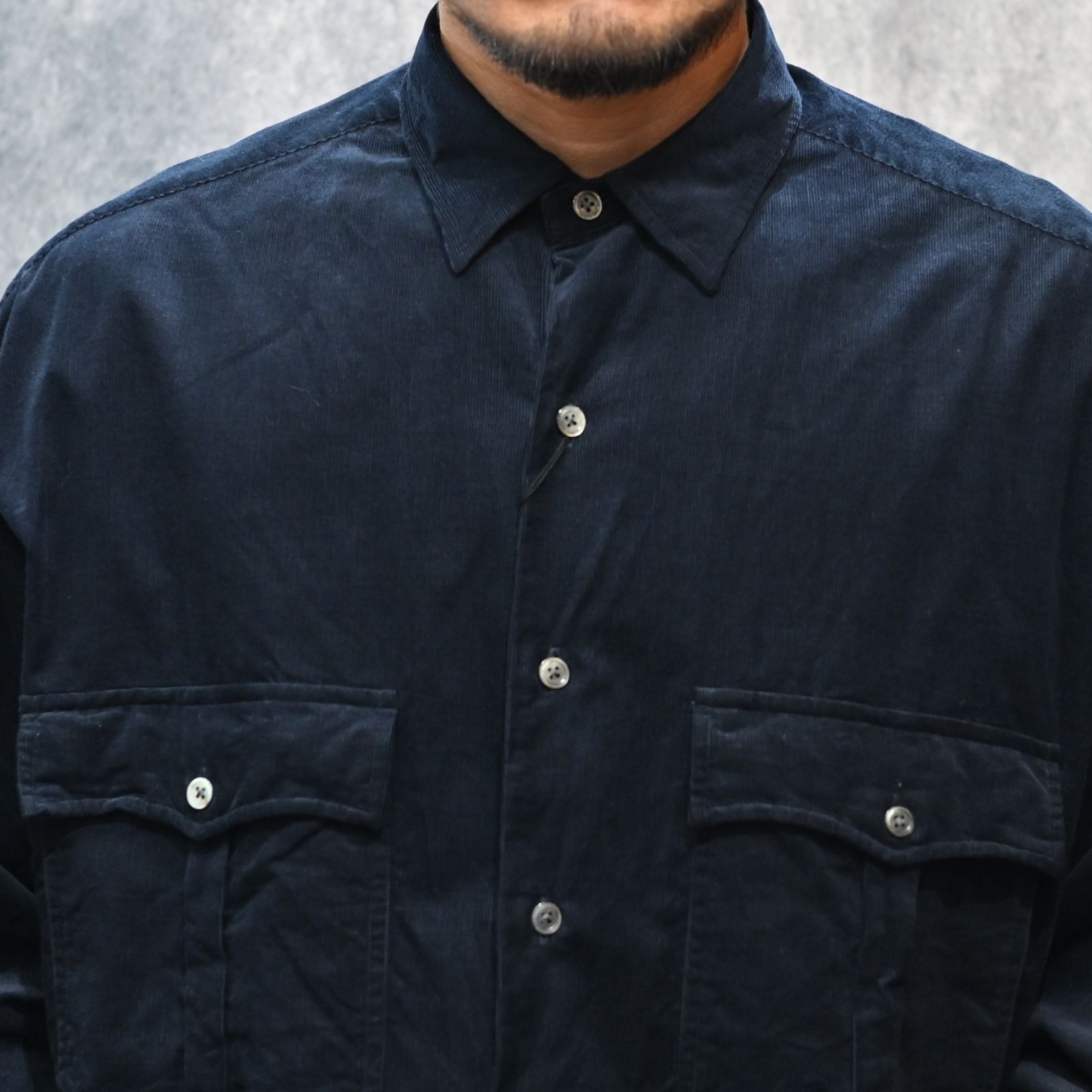 ROLL UP ORGANIC CORDUROY SHIRT (NAVY)|コーデュロイシャツ (ネイビー) PC-016-3685-41