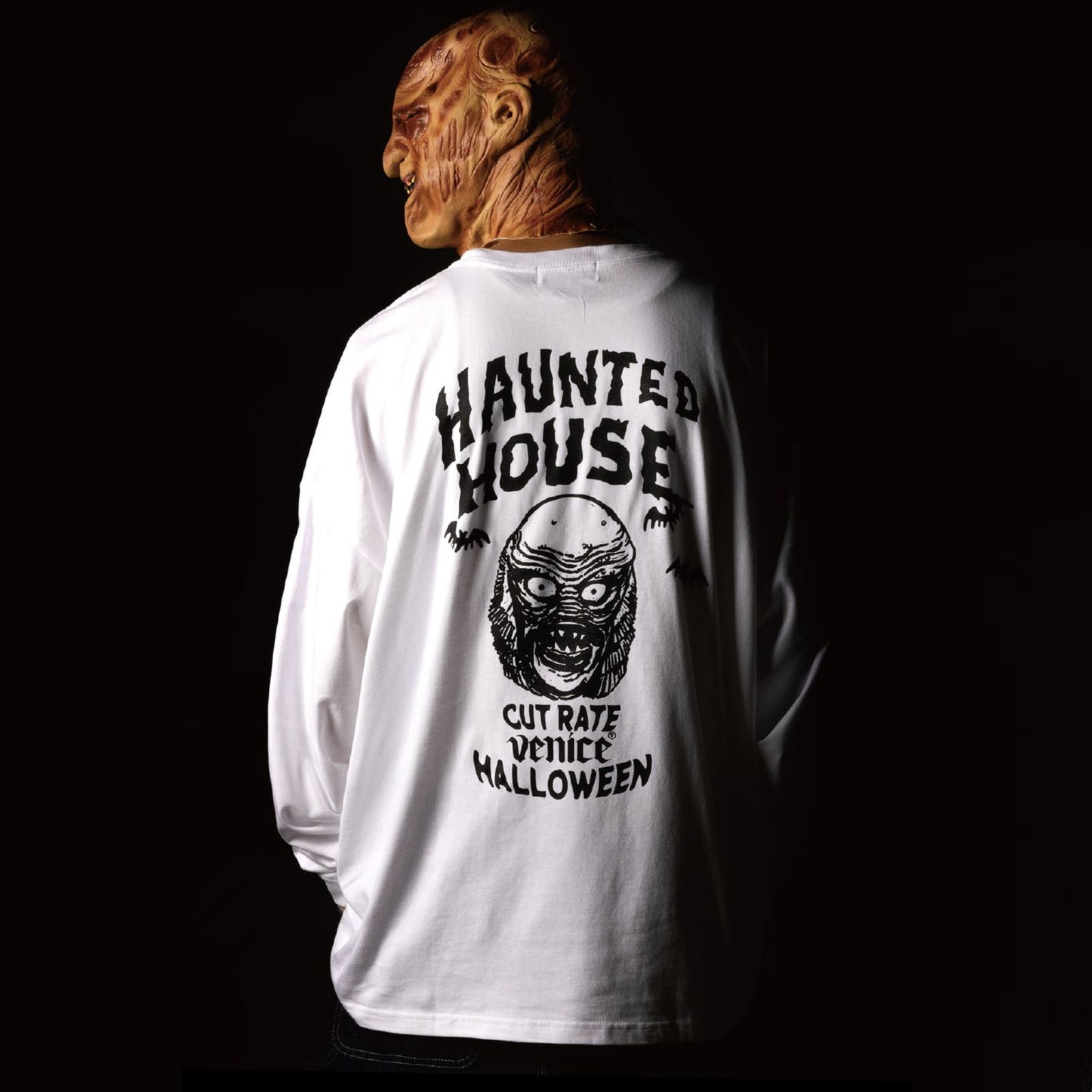 HORROR NIGHT DROP SHOULDER L/S TEE <MERMAN> (WHITE) / ドロップショルダー ロンT