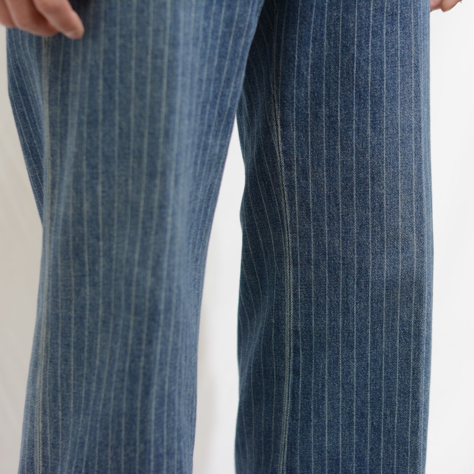Discharge Chalk Stripe Denim Semi Wide PS