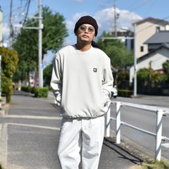 Bomber heat trade mark logo wappen crew neck sweat (Ivory) / クルーネック スウェット