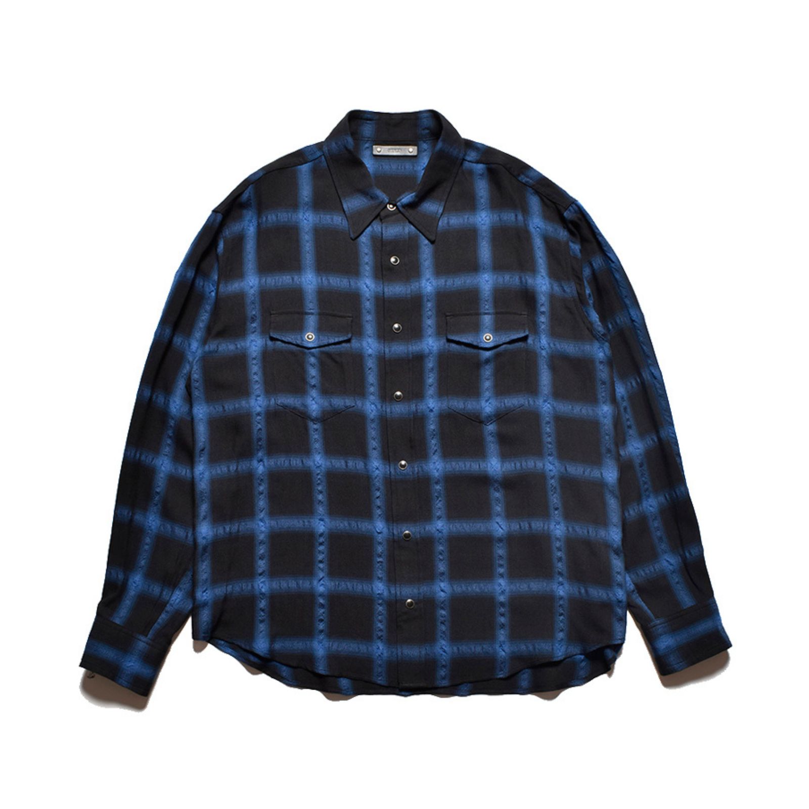 R/W Neon Ombre Western SH （BPT） /  レーヨンウール オンブレーチェックシャツ （ブルー） 2503-5001