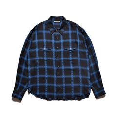 R/W Neon Ombre Western SH （BPT） /  レーヨンウール オンブレーチェックシャツ （ブルー） 2503-5001