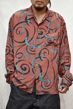 ALLOVER SPIRAL PATTERN L/S SHIRT (BURGUNDY)