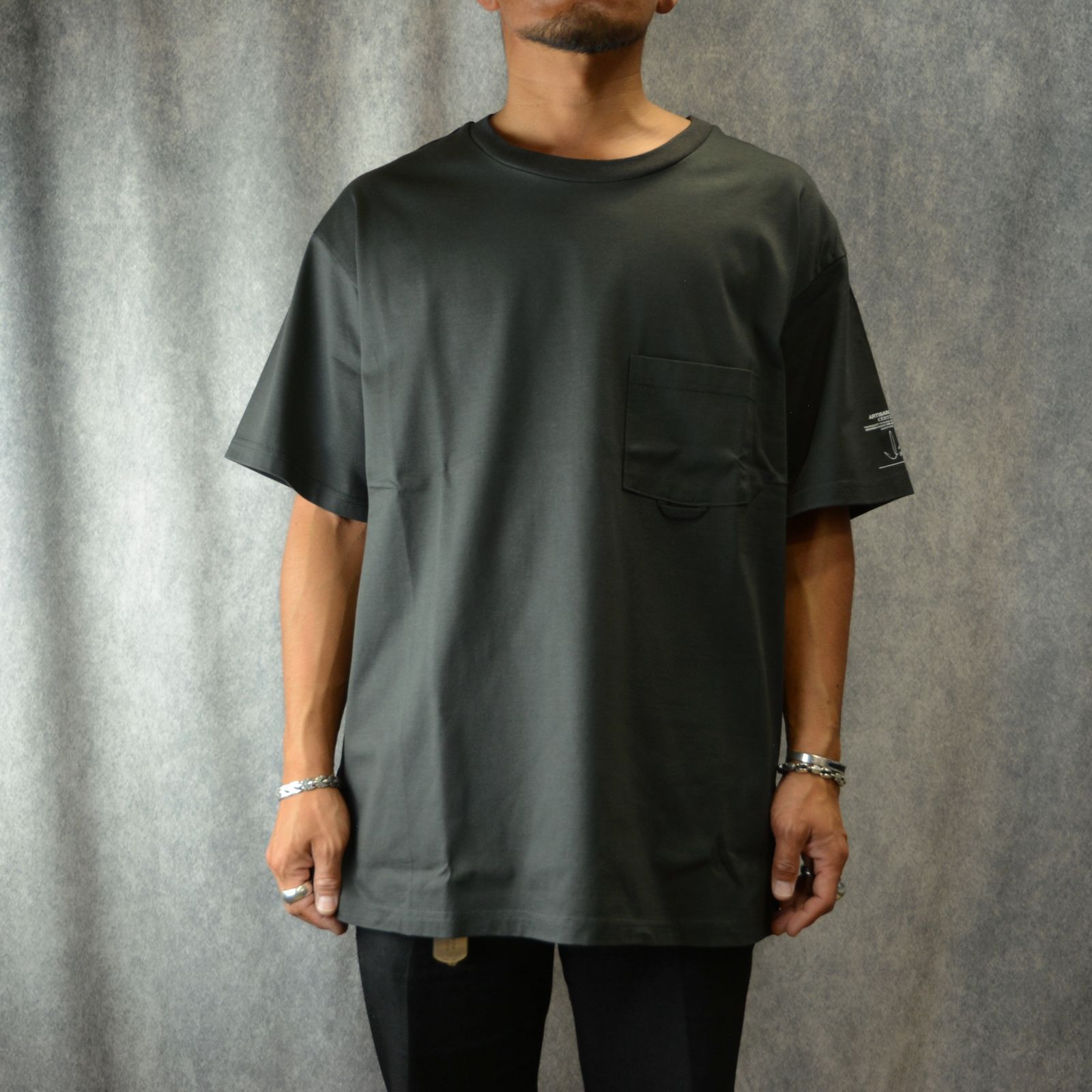 ハイゲージ天竺 ドロップショルダー Tシャツ (GRAY)