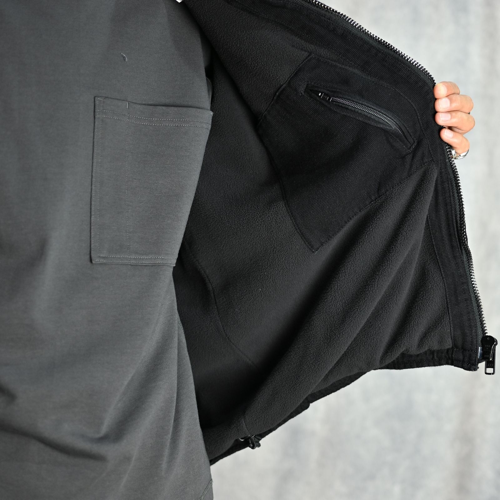 LINED BLOUSON  (BLACK) -  ライニング付き ブルゾン （ブラック） 1242-BL01-001
