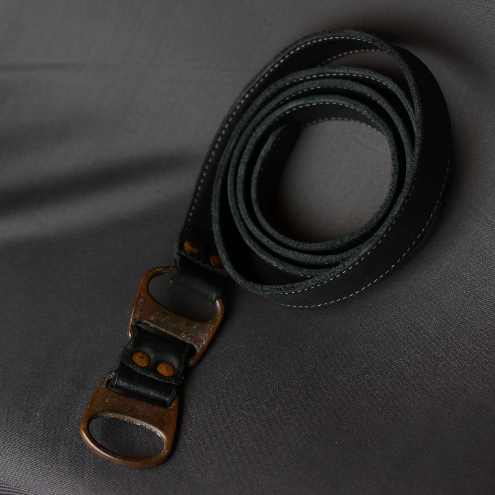 CALF LEATHER BELT D-RING NARROW LONG”