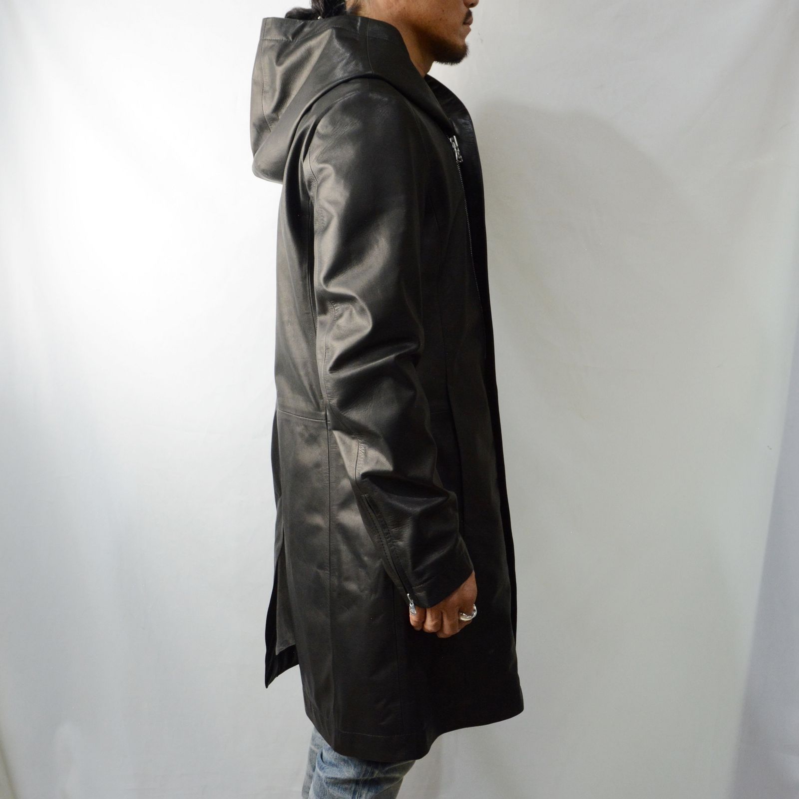 ジャパンステアー ファニチャーレザーコート（BLACK） フーディーコート