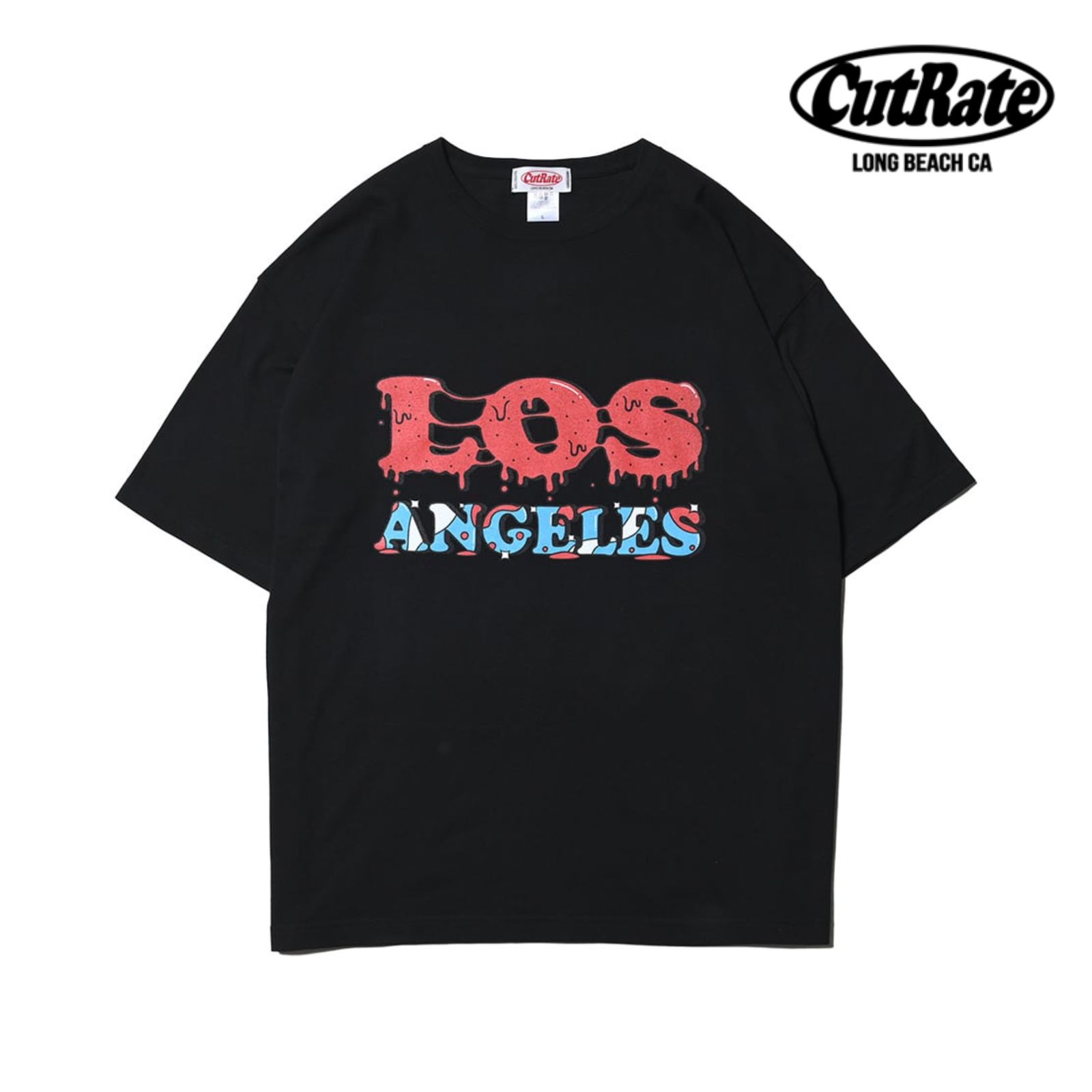 CUTRATE LOS LOGO DROP SHOULDER S/S -T-SHIRT (BLACK) / ドロップショルダー プリントTシャツ