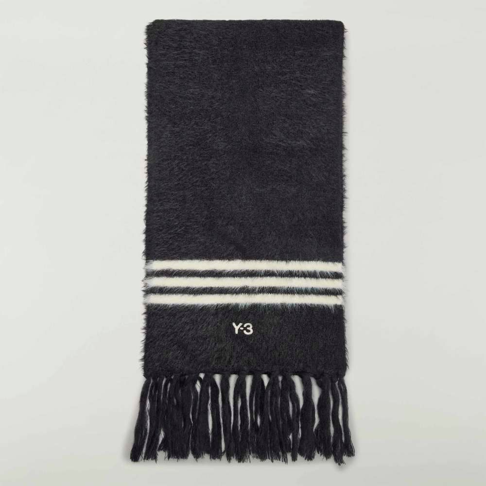 Y-3 STRIPES SCARF （BLACK） / ニット スカーフ マフラー （ブラック）｜KS8164