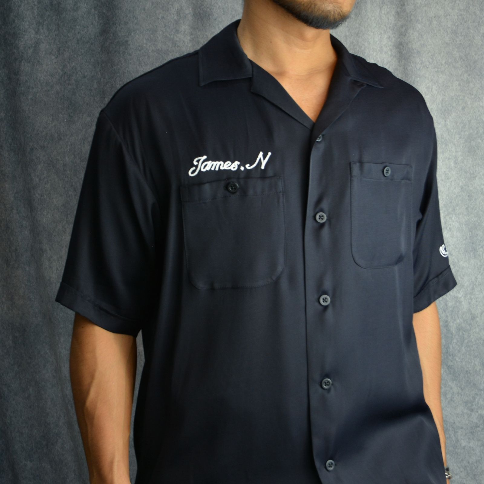 Detroit Embroidery Bowling SH （BLK） / ボーリングシャツ （ブラック）