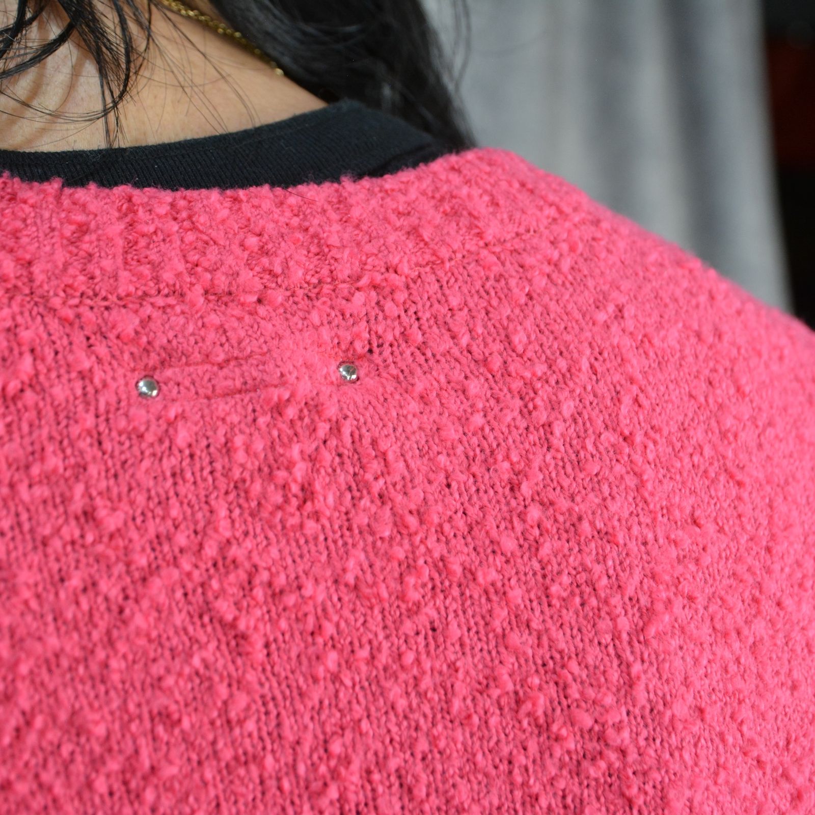Foil Coating Grainy Cotton Knit Crewneck Pullover （PNK） / コットンニット プルオーバー （ピンク）