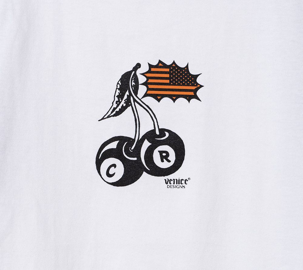 ×VENICE8 COFFEE HOUSE CR CHERRY BOMB R/S TEE (WHT×BLK) / ラグランスリーブ ロンT