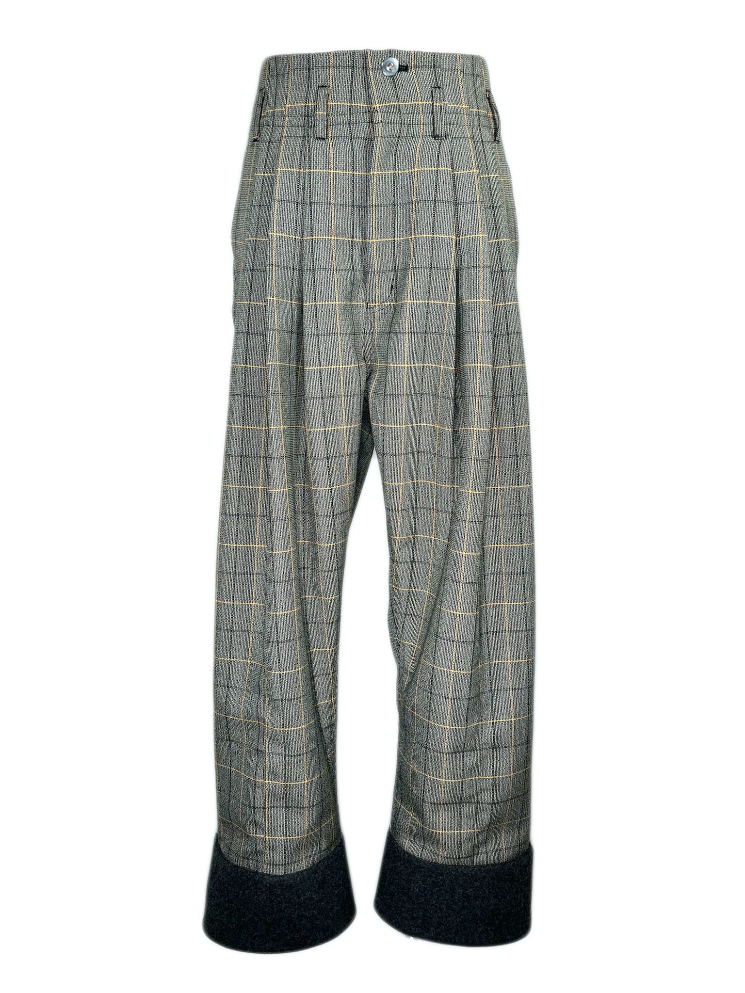 3タックハイウェストカフスワイドパンツ / LB22AW-PT03-VCK (YELLOW TATTERSALL)