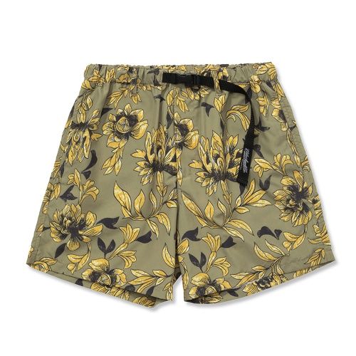 ALLOVER FLOWER PATTERN EASY SHORTS (KHAKI OLIVE)