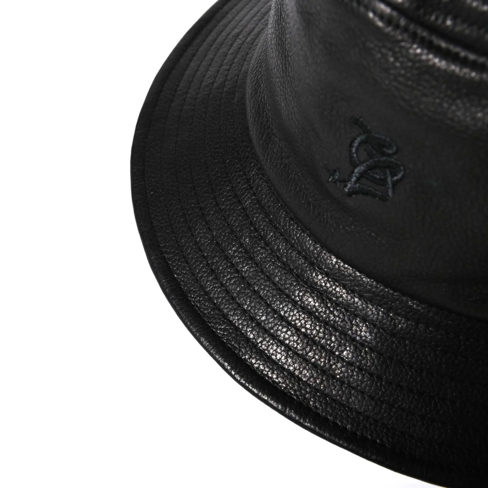 CAL LOGO LEATHER BUCKET HAT (BLACK) / レザー バケットハット