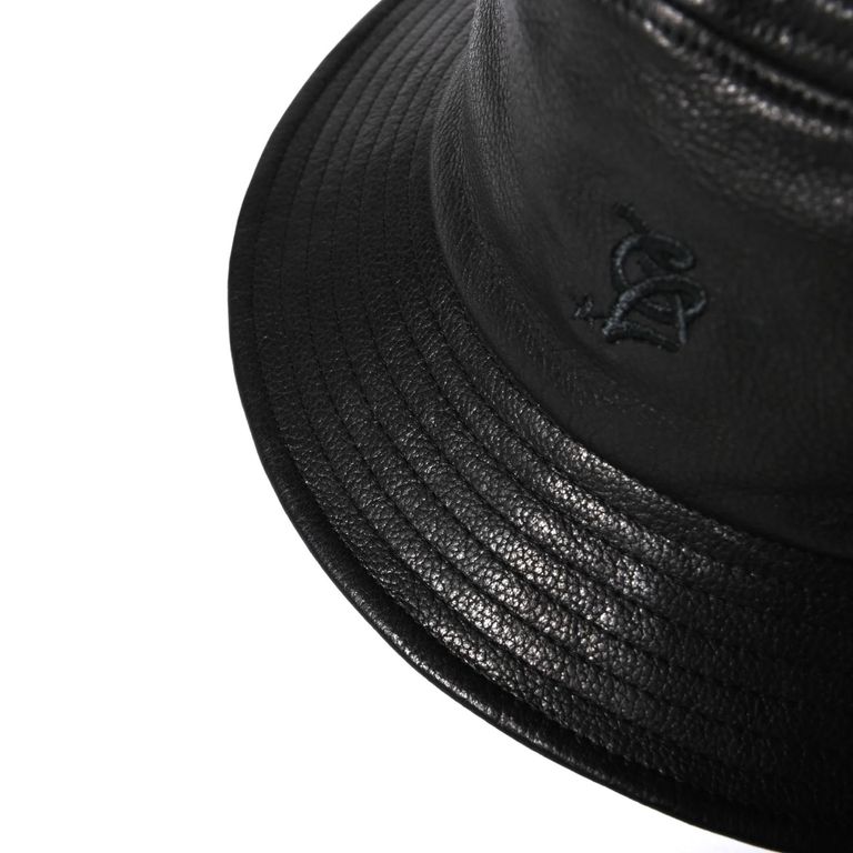 CALEE - CAL LOGO LEATHER BUCKET HAT (BLACK) / レザー バケット 