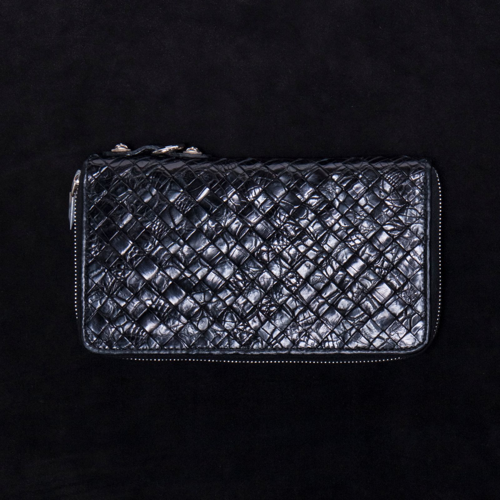 オイルクロコメッシュ ラウンドジップ財布 (BLACK / ブラック) THE LINE / T-123