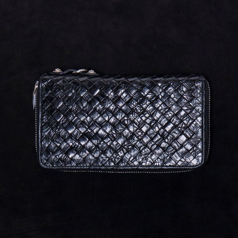 オイルクロコメッシュ ラウンドジップ財布 (BLACK) - F