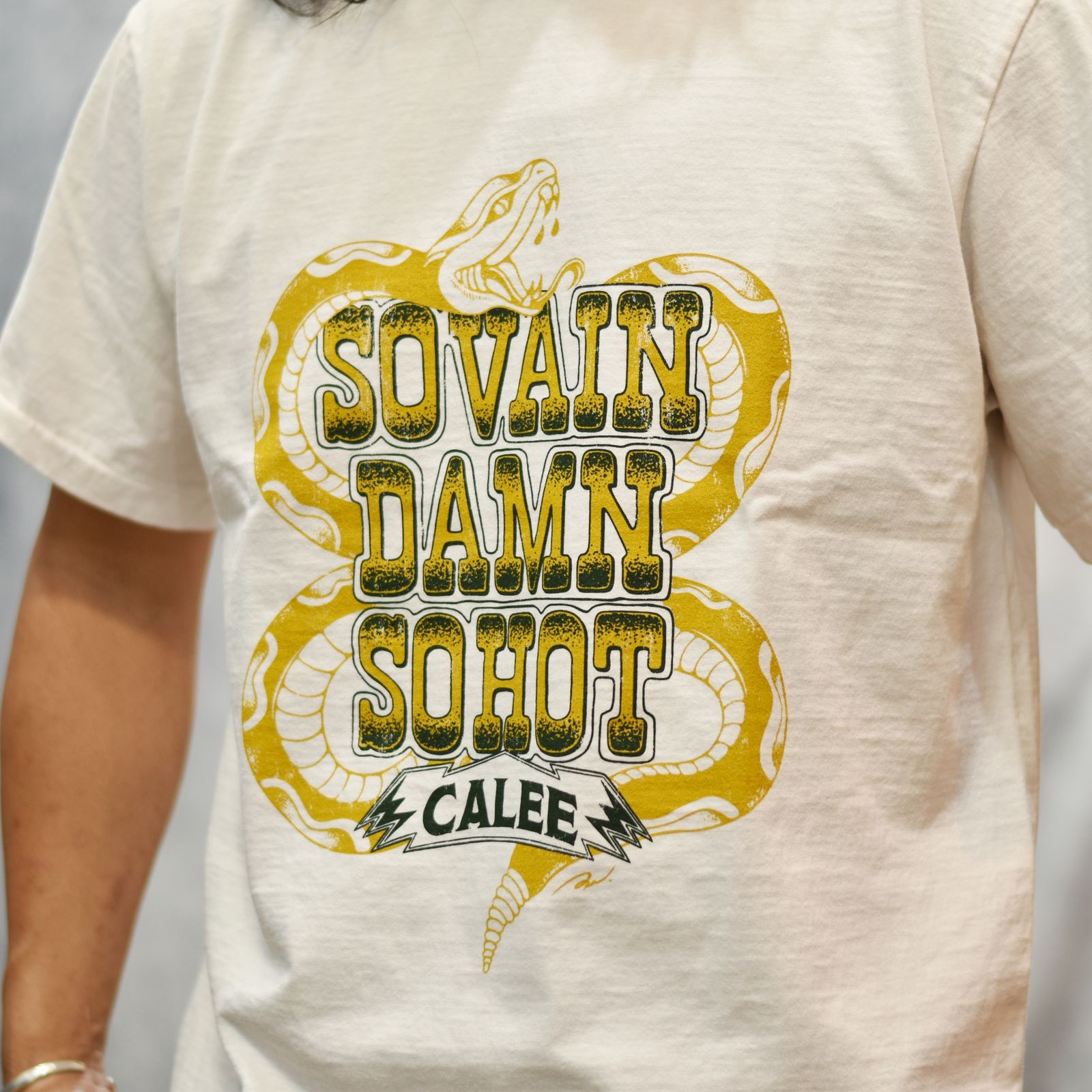 GARMENT DYE SNAKE LOGO TEE ＜BARTHDAY WORKS DESIGN＞ (WHITE)｜スネーク ロゴプリント ポケットTシャツ｜CL-26SS003BW
