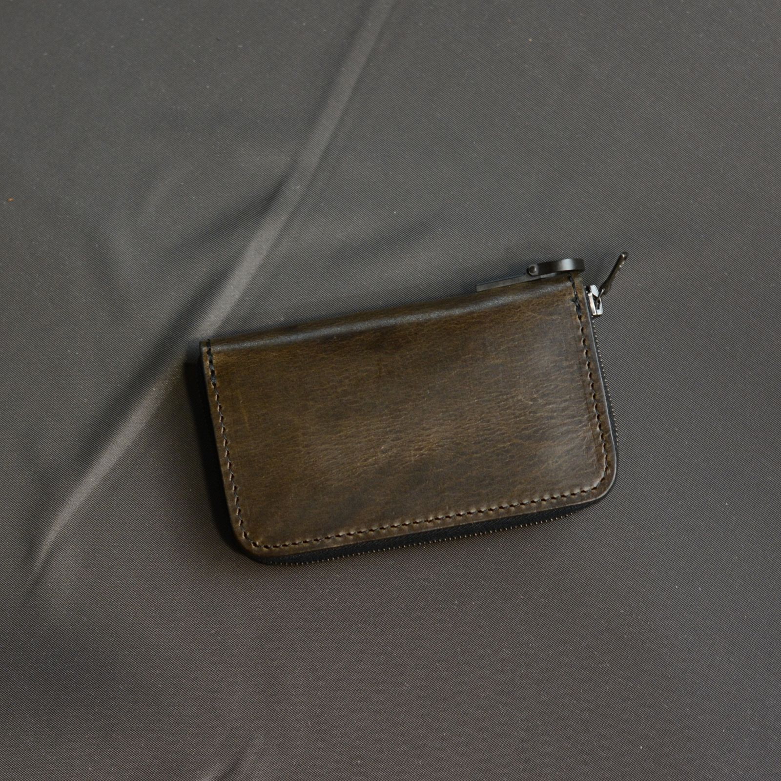 イタリアンダブルショルダー ミニラウンド財布 (KHAKI)