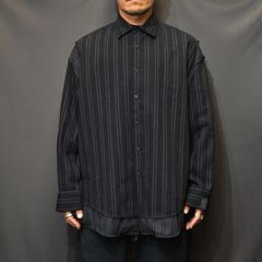 N.HOOLYWOO × MINEDENIM BD.Discharge Stripe NHW SH （BLACK） 長袖シャツ ストライプシャツ 再構築シャツ