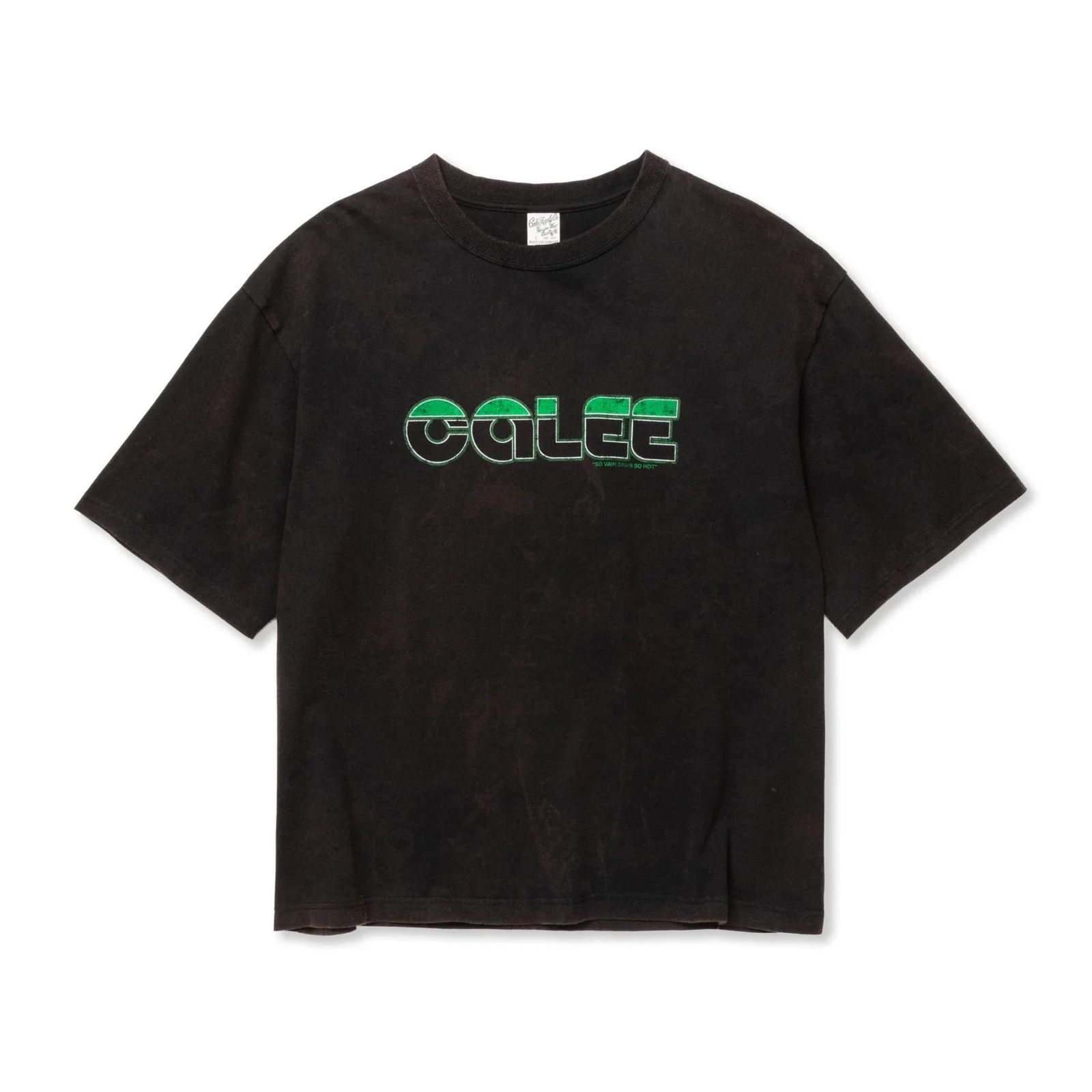 CALEE LOGO POWDER BLEACH DROP SHOULDER S/S TEE (USED BLACK) / キャリーロゴ パウダーブリーチ ドロップショルダー 半袖Tシャツ