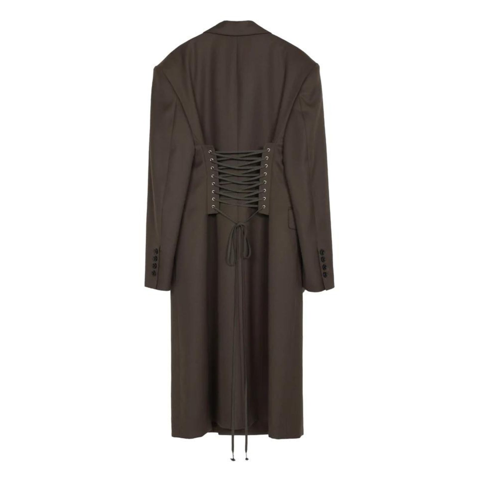 Double weave wool lace-up coat （BROWN） ダブル ロングジャケット （ブラウン）