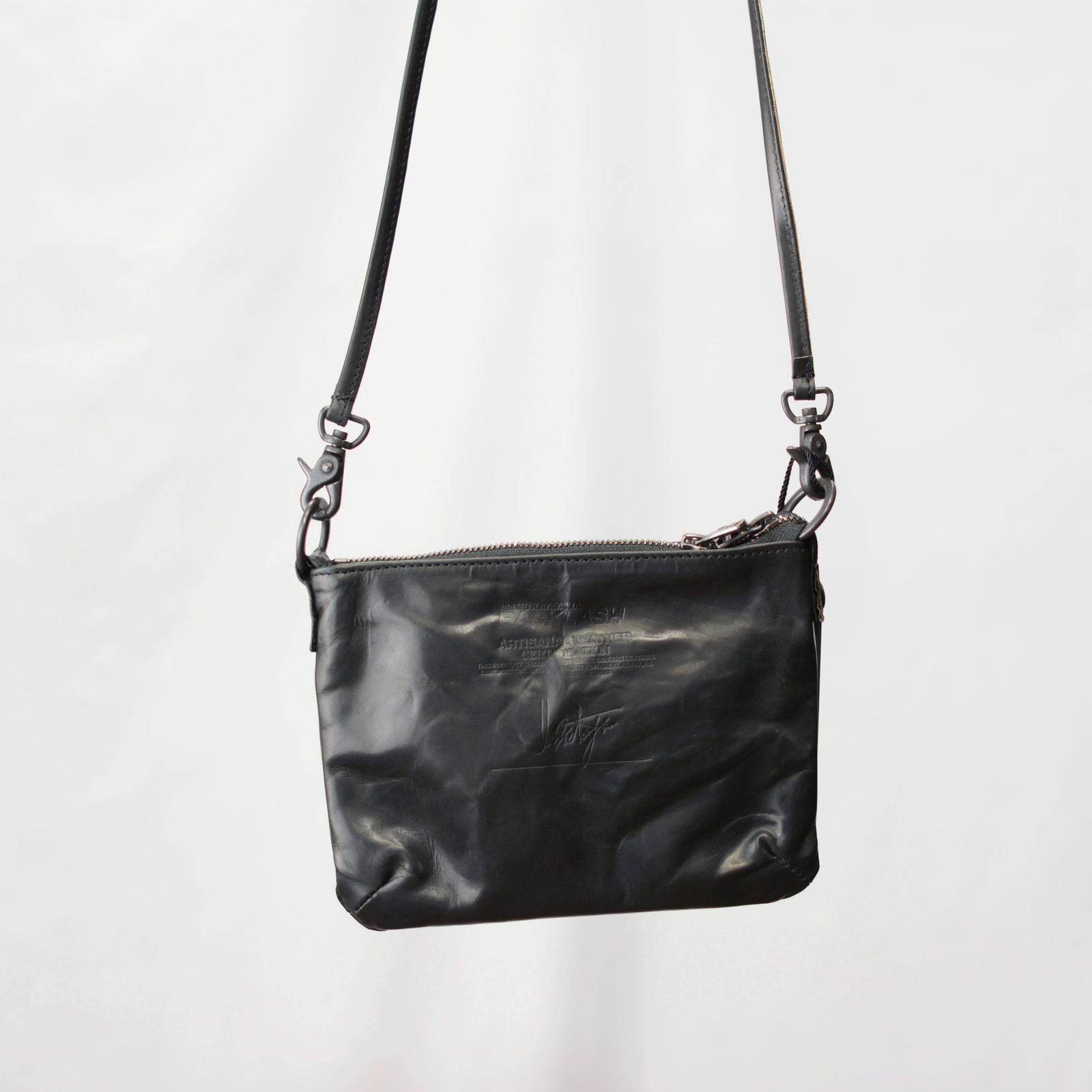 GUIDI カーフ鏡面仕上げ 限定サコッシュ （ブラック）