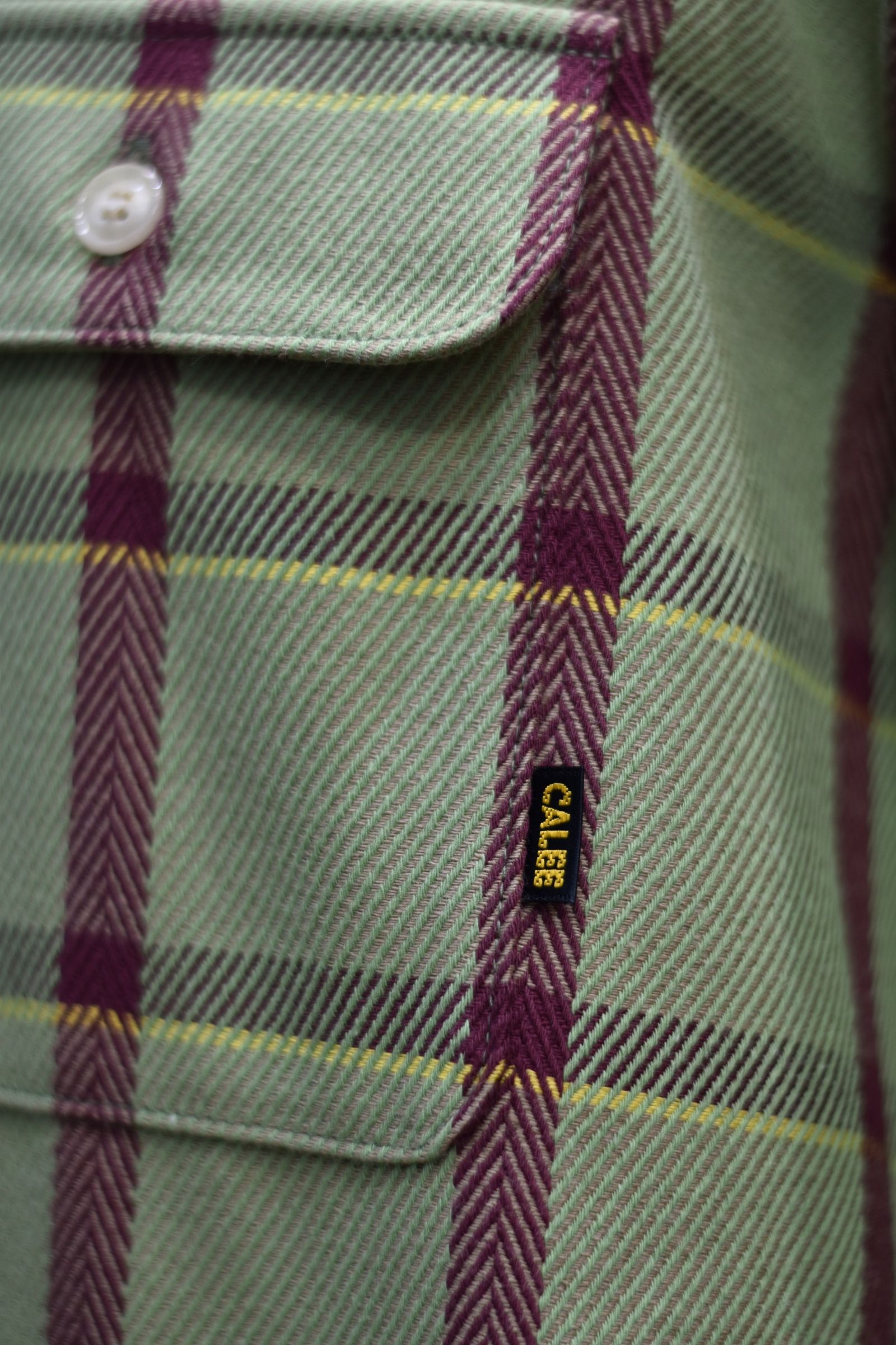 6/6 TWILL L/S CHECK SHIRT (TEA GREEN)