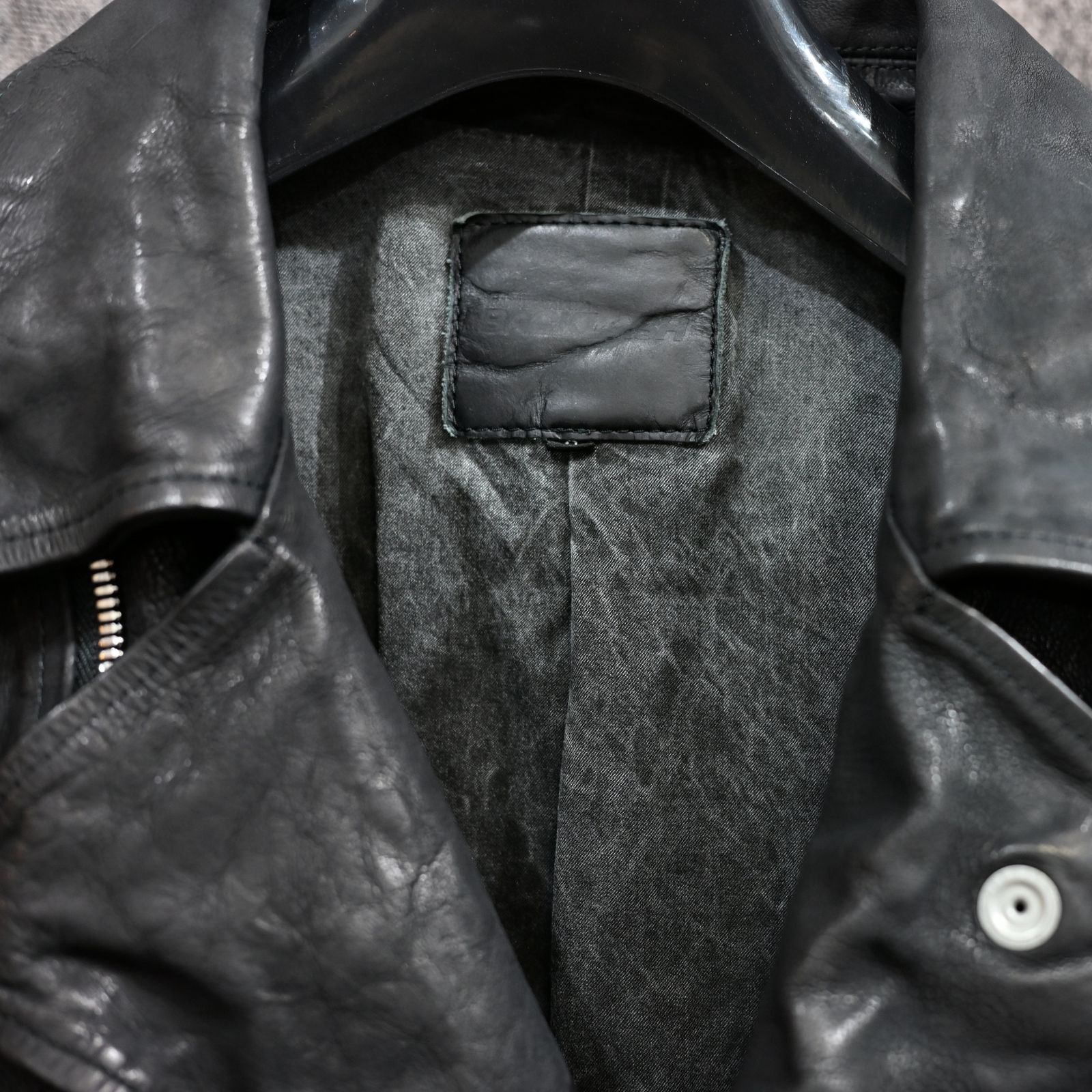 ジャパンカーフ タンニン鞣し 製品染め加工 ダブルライダース （BLACK /ブラック） 1927-01