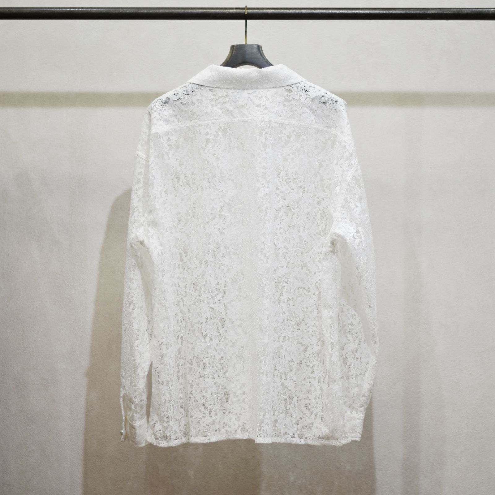 el conductorH - FLOWER LACE OPEN COLLAR SHIRT (WHT