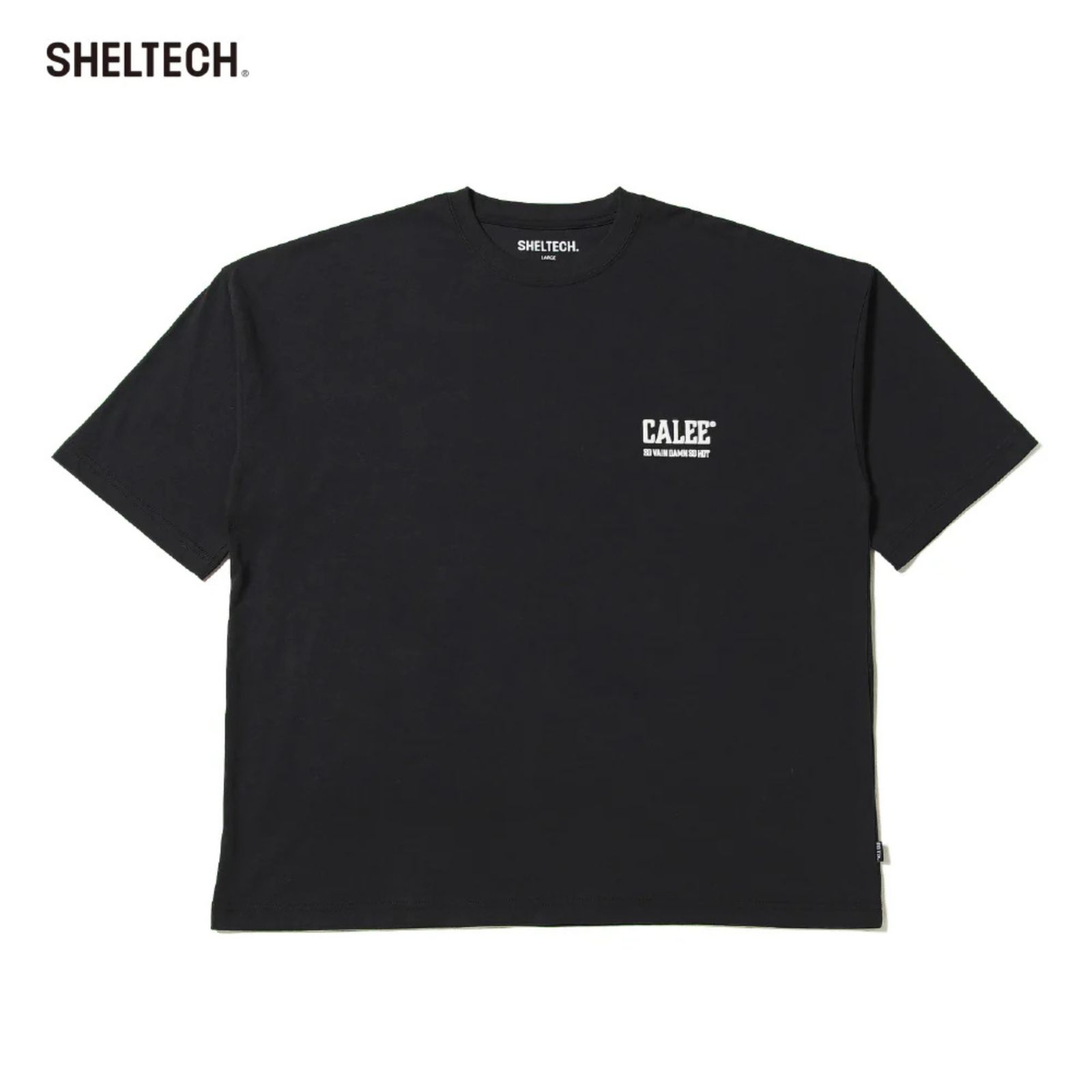 × SHELTECH®︎ CALEE NATIONAL LOGO WIDE TEE (BLACK)｜シェルテック キャリー ロゴ ワイド 半袖Tシャツ｜CL-SHELTECH004