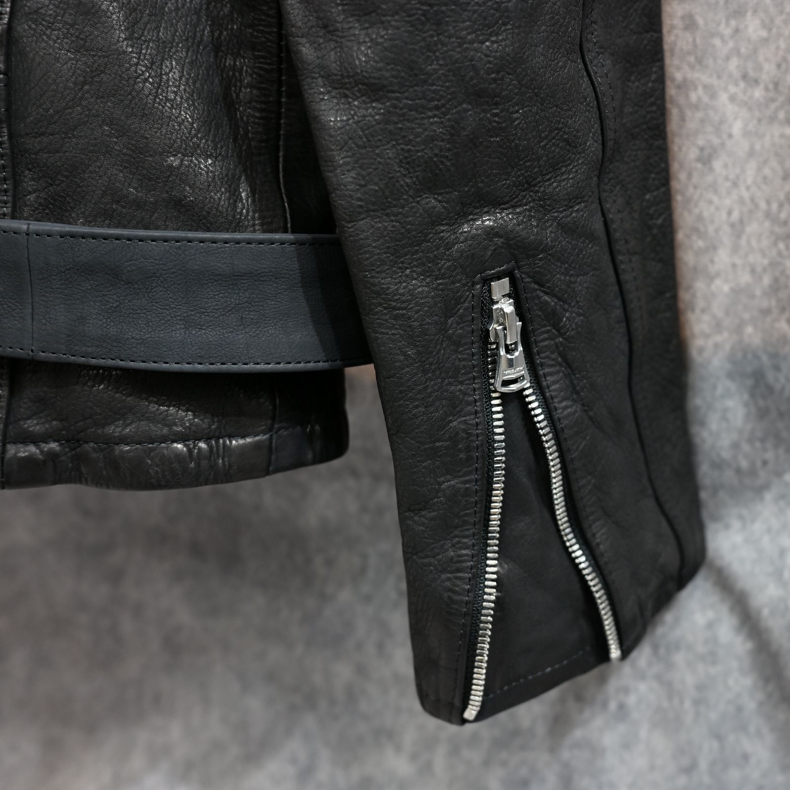 ジャパンカーフ タンニン鞣し 製品洗い ダブルライダース （BLACK） 1927-07