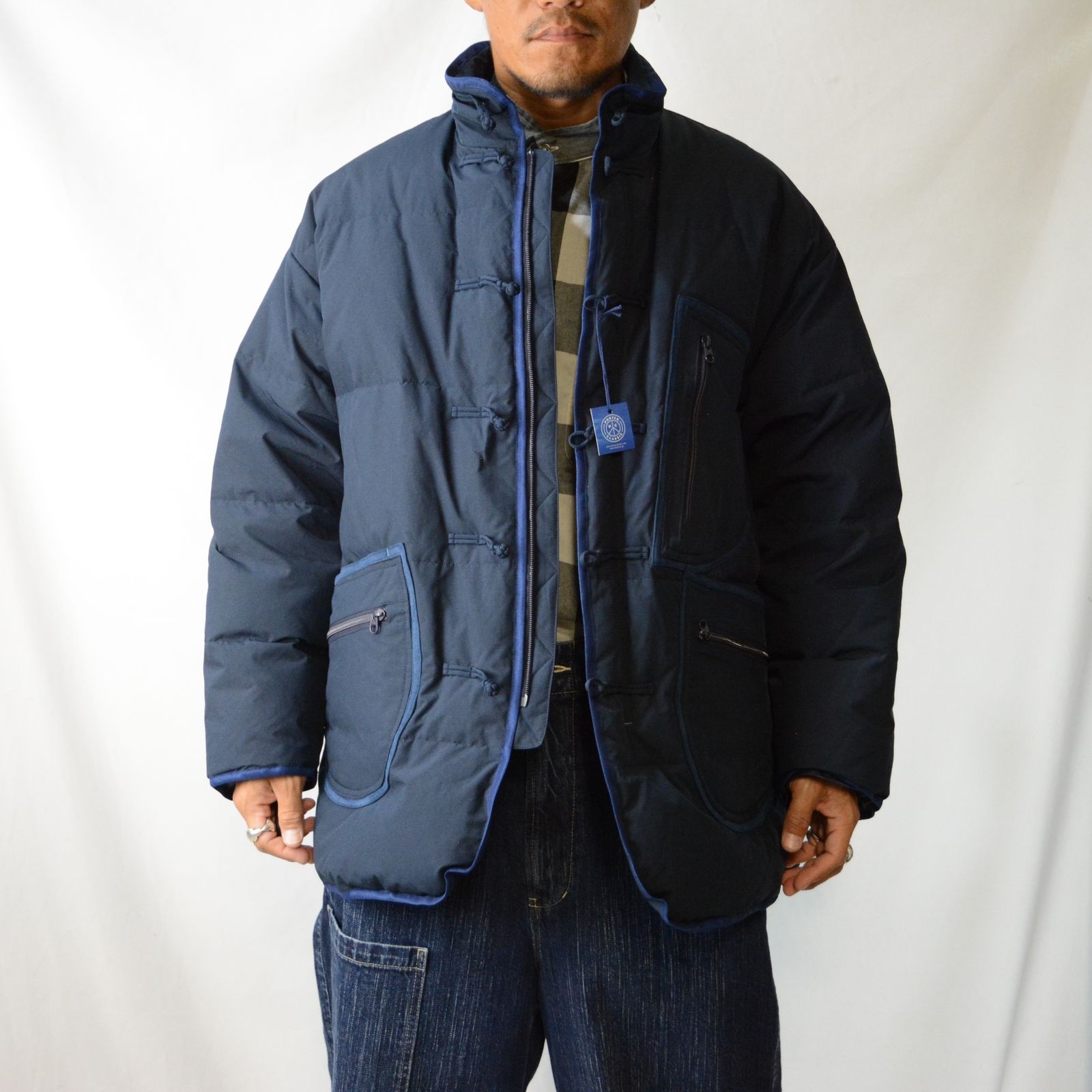 CHINESE DOWN JACKET  (NAVY) - チャイナ ダウンジャケット （ネイビー）