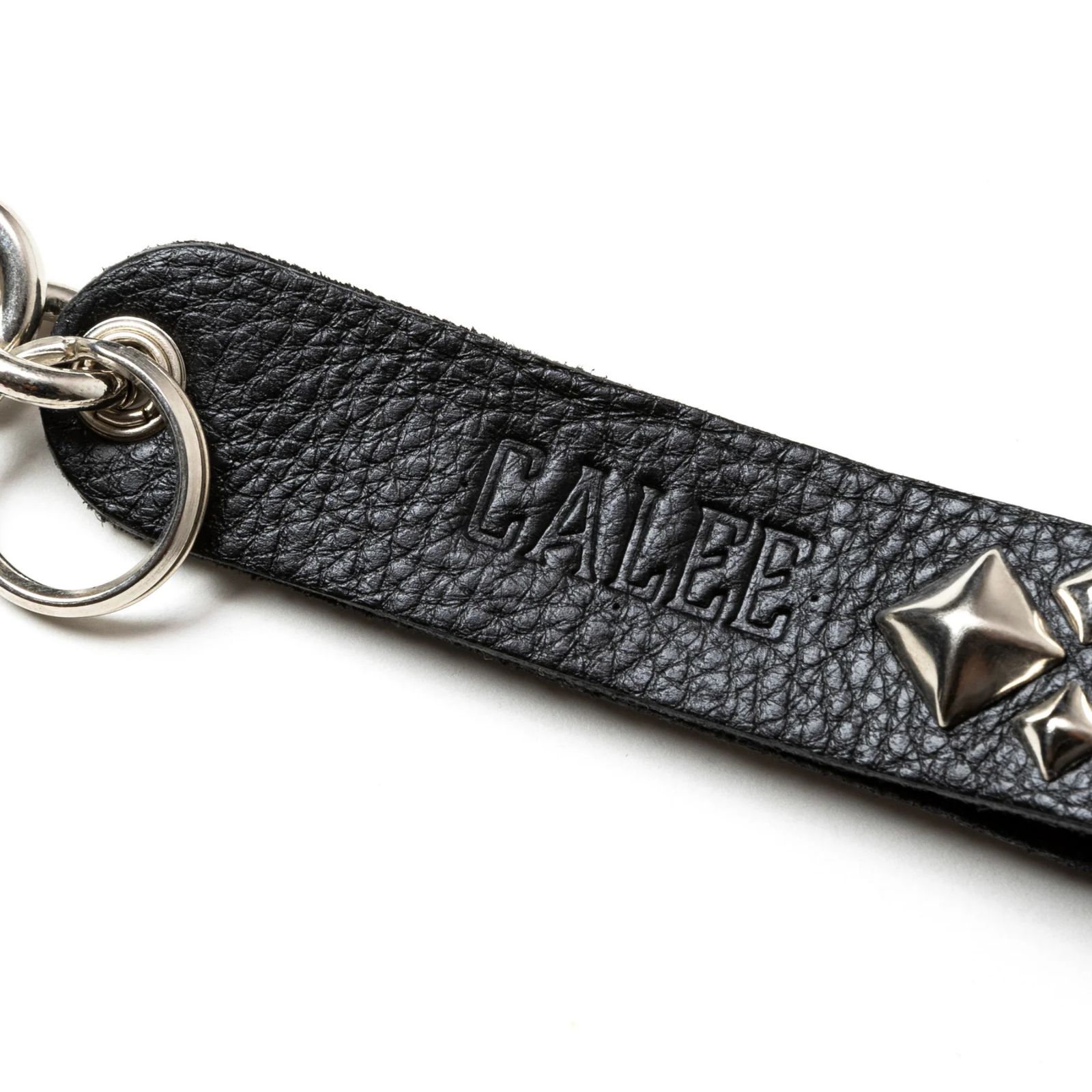 STUDS LEATHER FLAT KEY RING (BLACK) / スタッズレザー キーリング キーホルダー