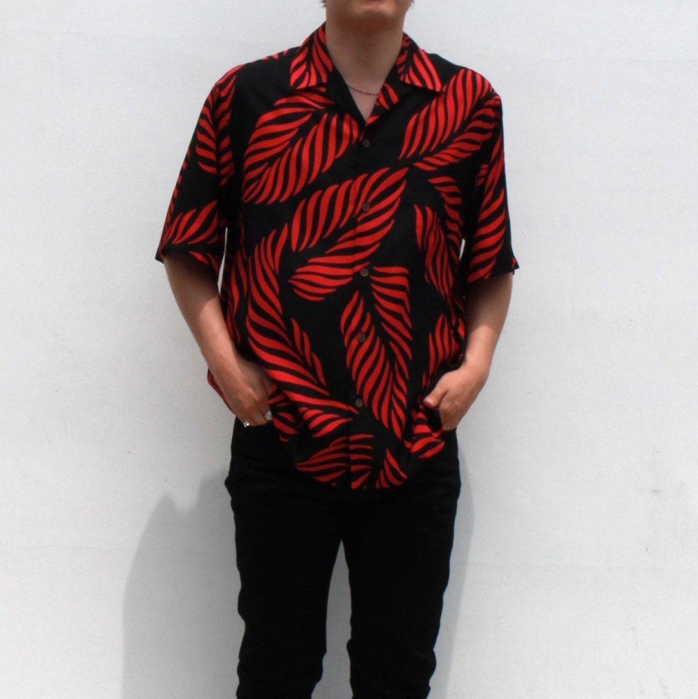 × WACKO MARIA Leaf Motif Hawaiian Shirt （BLACK×RED） / ワコマリア アロハシャツ （ブラック×レッド） 25MND-WM001